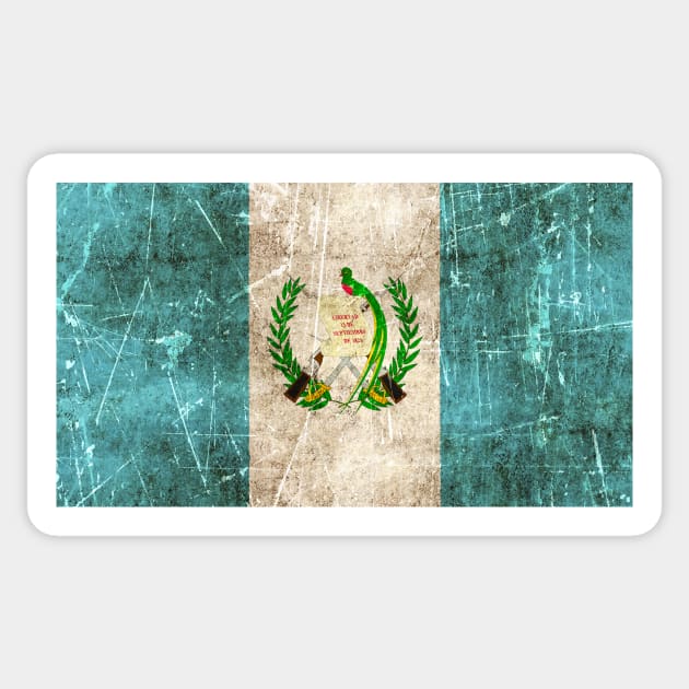 Vintage Aged and Scratched Guatemalan Flag Sticker by jeffbartels